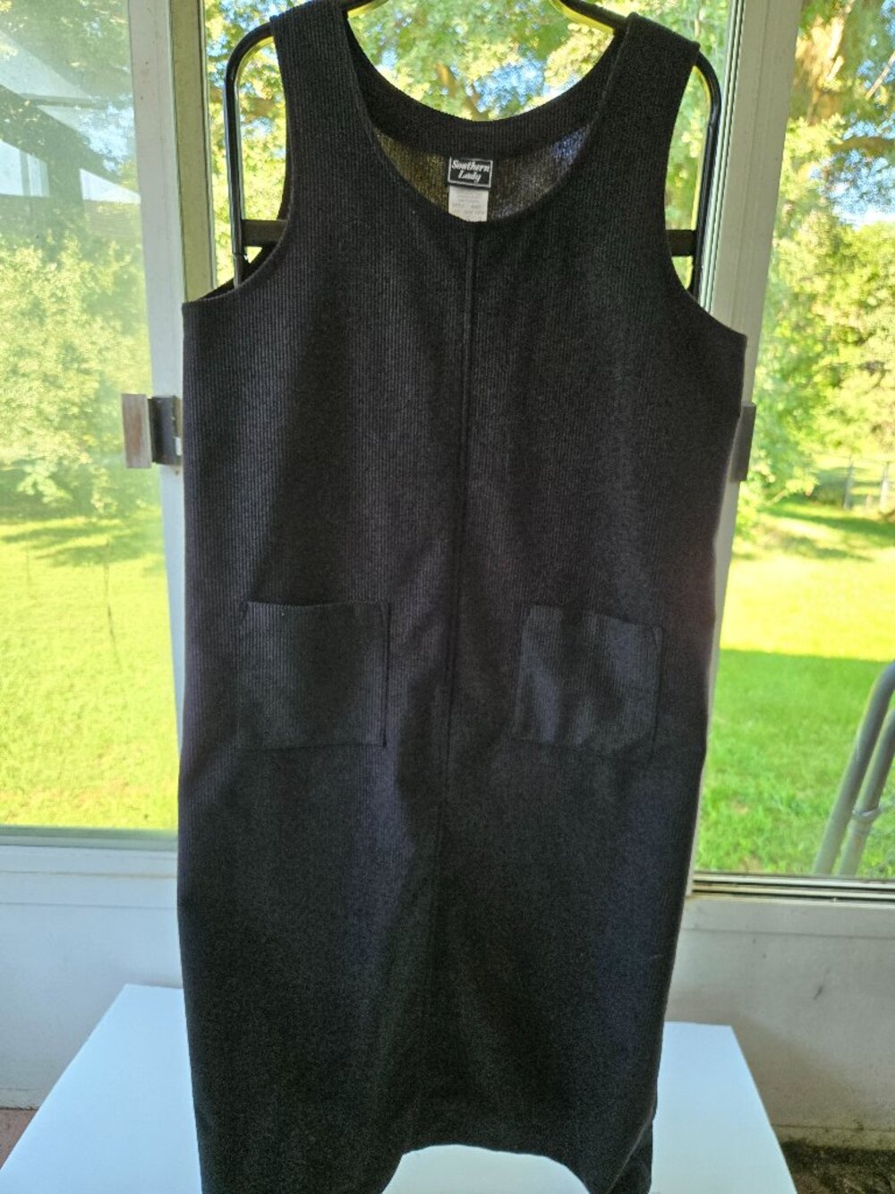 Southern Lady Vintage Women's Black Corduroy Long Jumper Dress Granny Cabin